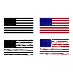 USA country flag vector illustration, American patriotic flag design Silhouette, July 4th Happy Independence Day design , United states flag Black and White,  Red Blue White 