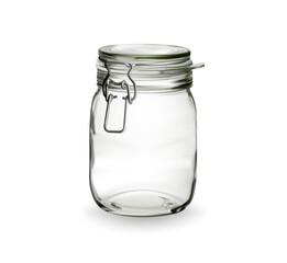 The empty Glass jar is on white background.