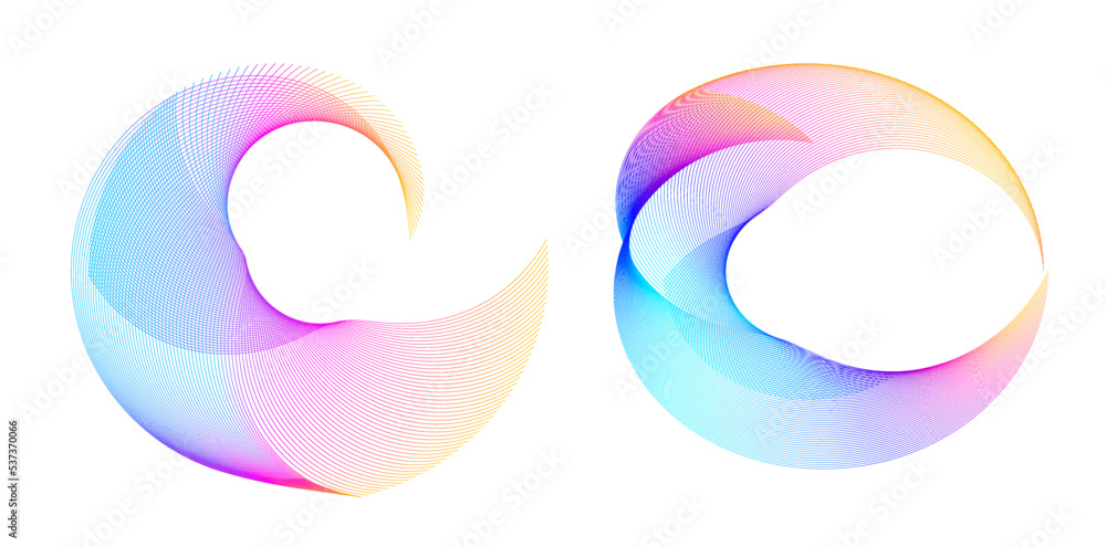 Poster set design element circle. isolated bold vector colors golden ring from. abstract glow wavy stripes 