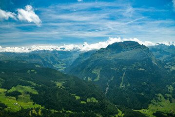 Fototapeta na wymiar Views on high peaks of Swiss Alps as seen from Hoch Ybrig