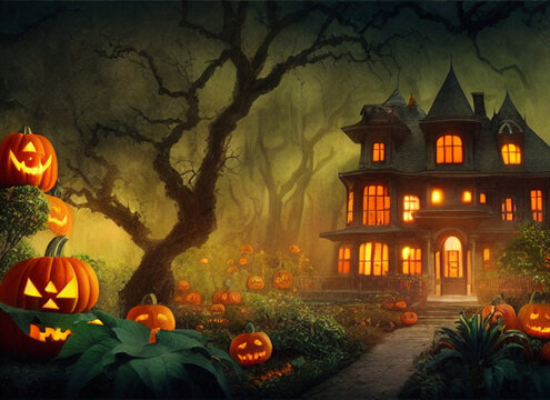 Effrayant manoir hant&eacute; pour Halloween 