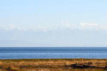 Ala-too mountains behind the Ysyk-Kol lake