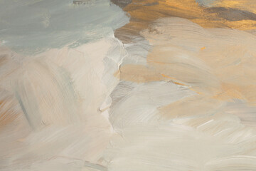 Modern oil and Acrylic smear blot painting wall. Abstract texture beige, gold, white  color stain...