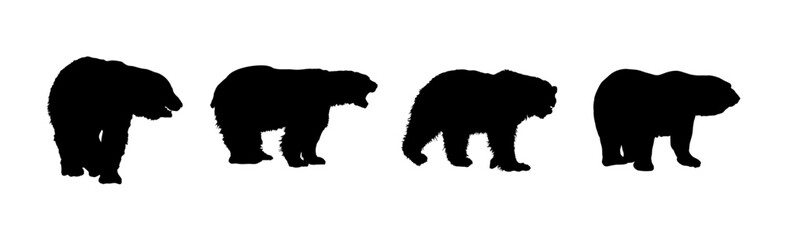 Obraz na płótnie Canvas Polar bear silhouettes set