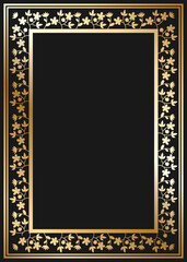 Floral rectangular golden frame. Festive design. Gold border with flowers. Frames vector.