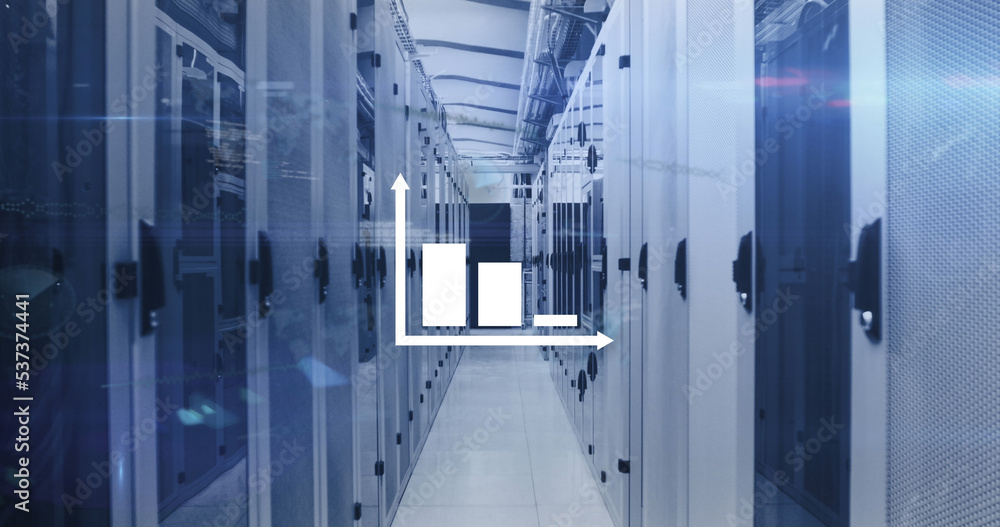 Aufkleber image of data processing over server room