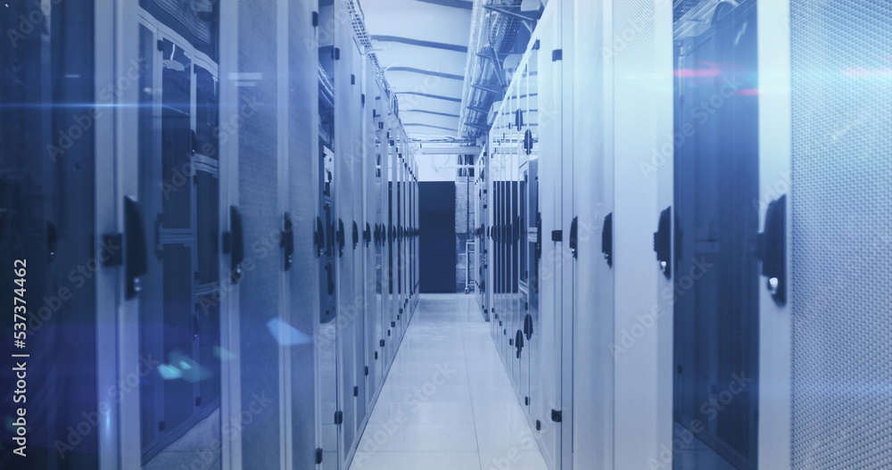 Aufkleber image of data processing over server room
