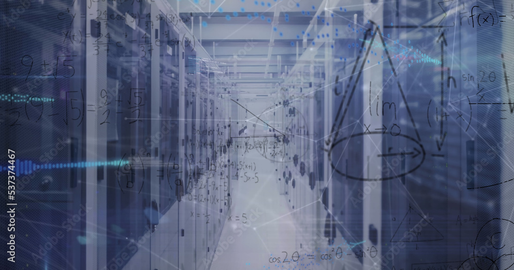 Aufkleber image of data processing over server room