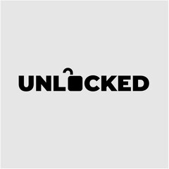 UNLOCKED logo with writing and padlock icon