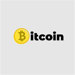 Bitcoin name logo with yellow color coin icon