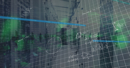 Image of data processing over server room