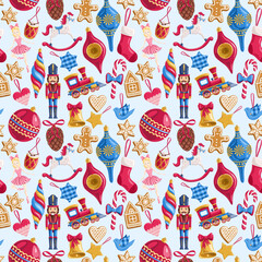 Christmas toys seamless pattern.Texture for fabric, wrapping, wallpaper	