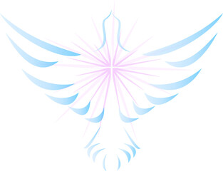 Fototapeta na wymiar Dove, cross, rays of light, a symbolized illustration. 