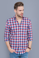 Fototapeta premium studio shot of stylish unshaven guy. caucasian stylish guy having stubble. stylish guy
