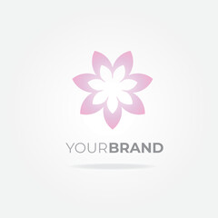 flower logo, pink colors with shadow