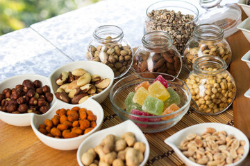Nuts healthy fat and protein food and snack