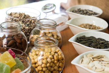 Nuts healthy fat and protein food and snack