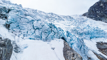 Closeup of the spectacular Jostedalsbreen glacier in Norway