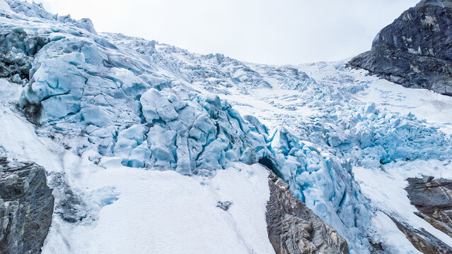 Closeup of the spectacular Jostedalsbreen glacier in Norway