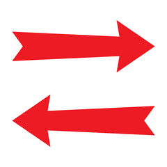 Red arrow sign icon. Left and Right direction pointer. Next and Previous button. Navigation symbol.