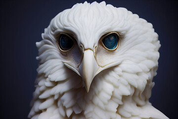 3D composite illustration of Stylized Eagle made of white marble. Sculpture. 3D rendering. Semi Neural Network Generated. Art	