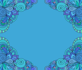 Zentangle inspired zen doodle background illustration with tribal boho chic ornaments. Mandala background. Oriental ornamental illustration.