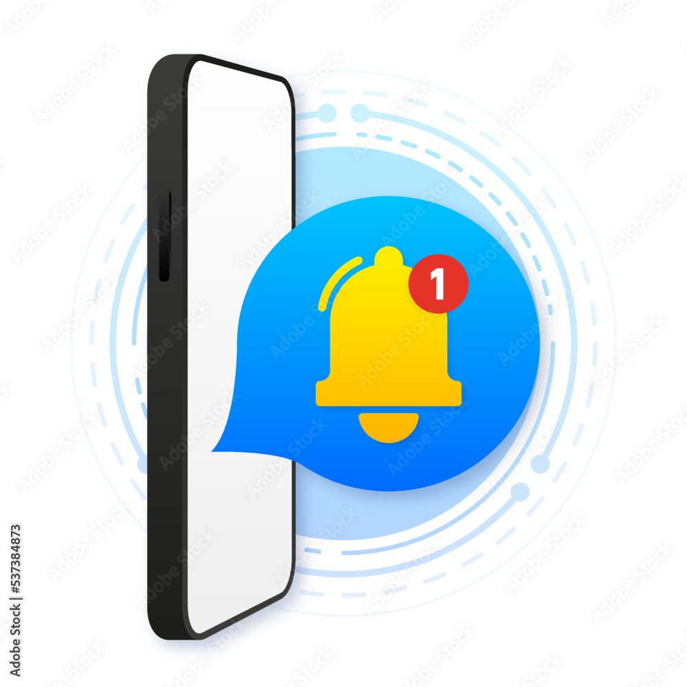 Poster unread notification. new message on the smartphone screen. online messaging. vector illustration.