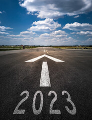 New Year 2023 - concept of planning and challenge, business strategy, opportunity ,hope, new life change - obrazy, fototapety, plakaty