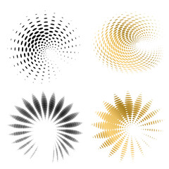 Set design element circle. Isolated bold vector colors  golden ring from. Abstract glow wavy stripes of many glittering swirl created using Blend Tool. Vector illustration EPS10 for your presentation
