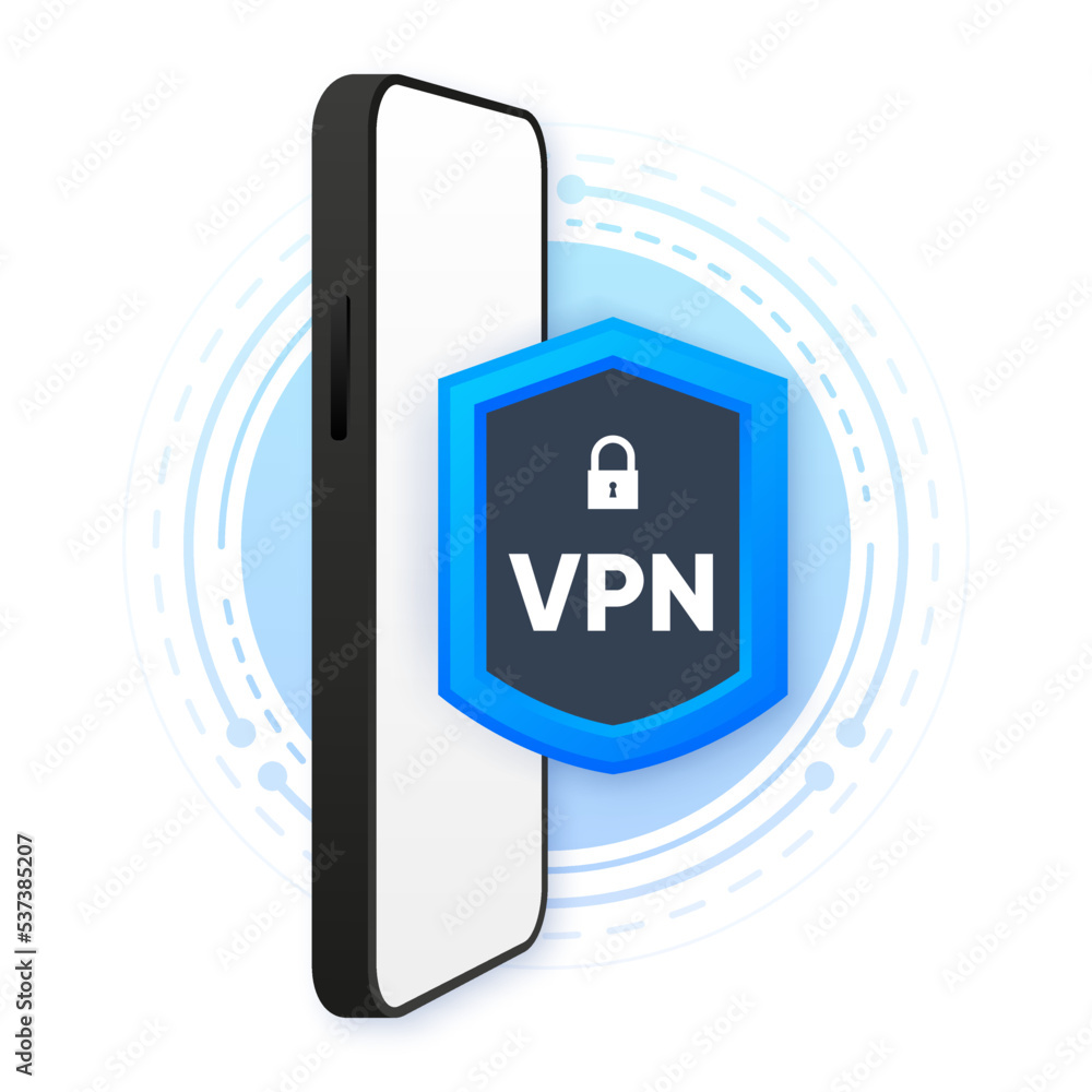 Poster vpn service. phone with secure vpn connection concept. cyber security, secure web traffic, data prot