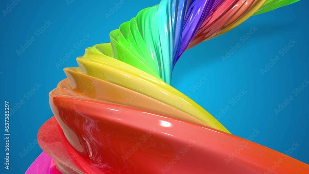 Aufkleber 3d render. paint flow. abstract colorful creative background with stream of mixed oil paints that fo