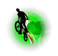 Fototapeta na wymiar Active young person riding a bmx