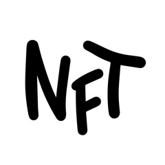 Urban graffiti with NFT word on white background. Crypto graphic asset. Blockchain technology. Vector illustration.