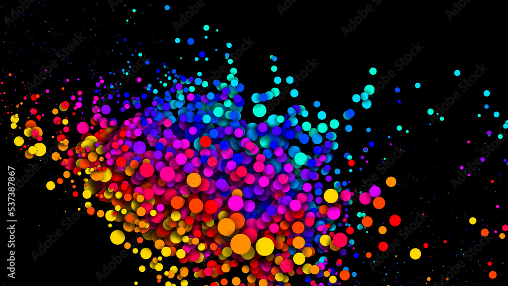 Poster abstract simple background with beautiful multi-colored circles or balls in flat style like paint bu