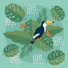 toucan bird with leaves pattern © Gstudio
