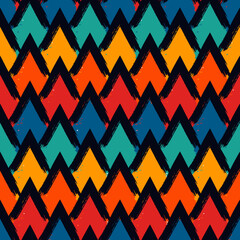 Paint brush scales seamless pattern. Japan traditional ornament. Hand drawn squama. Ethnic embroidery. Repeated scallops. Fish scale. Repeat scallop shapes. Japanese sashiko uroko motif.