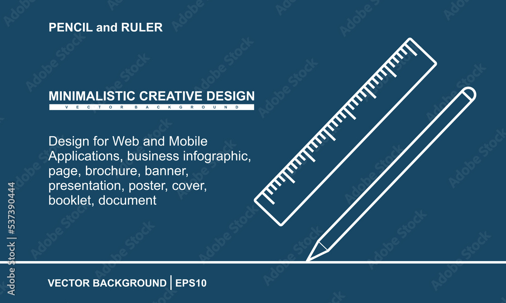 Poster linear pencil and ruler. pencil and ruler design for web and mobile applications, business infograph
