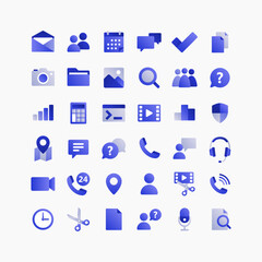 Blue General Interface Icons Set