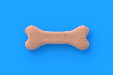 Dog food bone. Luxury canine nutrition. Healthy snack for pet. Toy for animal. Top view. 3d render