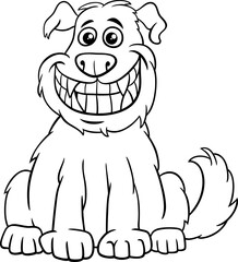 cartoon dog animal character grinning coloring page