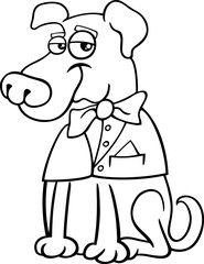 cartoon sniffing dog animal character coloring book page