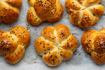 Freshly baked home made bread rolls