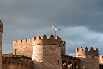 The Aljaferia Palace is a fortified medieval palace in Zaragoza, Spain