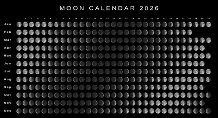 Moon Calendar 2026 Northern Hemisphere