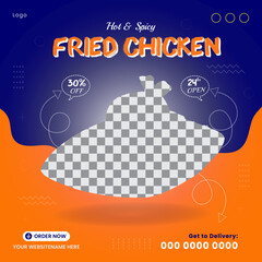 Delicious testy & spicy hot chicken fast food restaurant business marketing, social media or web banner foods promotion only for this weekend - obrazy, fototapety, plakaty