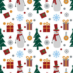 Christmas cartoon icons pattern isolated on white background