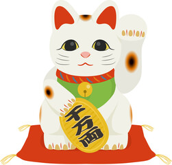 左手を上げる招き猫_ベクターイラスト