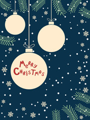 Christmas and New Year retro style banner, invitation card, flyer, booklet vector design template