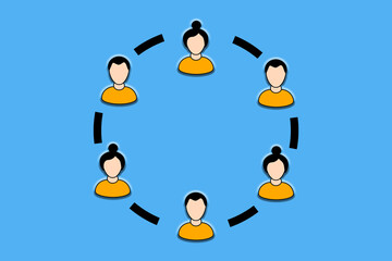 Avatars of team members forming a circle, symbolizing a team and teamwork.
