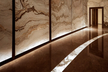 corridor with a marble wall